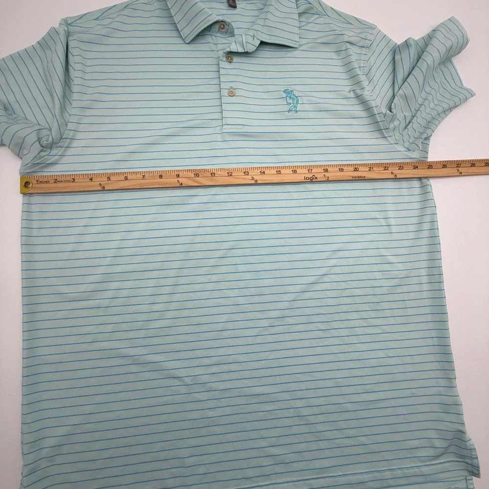Peter Millar Summer Comfort Striped Golf Polo Shirt Mens XL Blue Teal Stripe